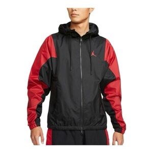 Jordan Men's Black and Red Windbreaker Jacket